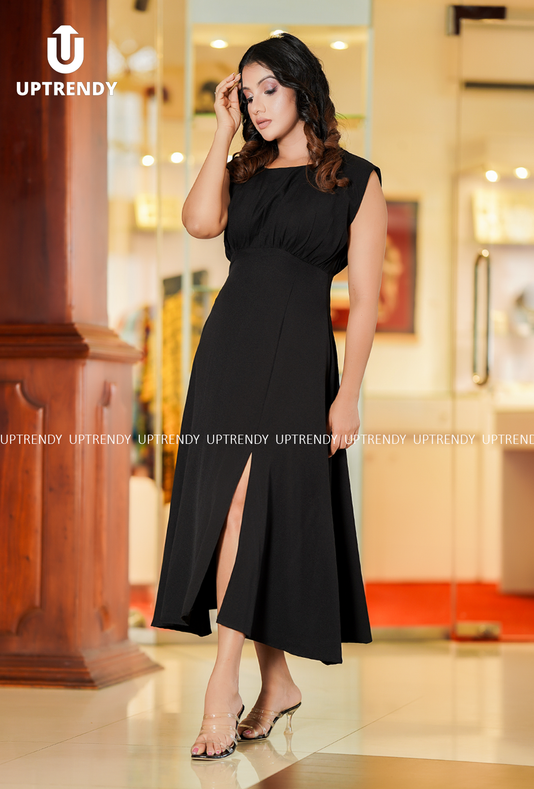 The Sleek Sleeveless Front-Slit Midi Dress
