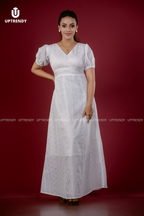 EMBROIDERED CUTWORK MAXI DRESS