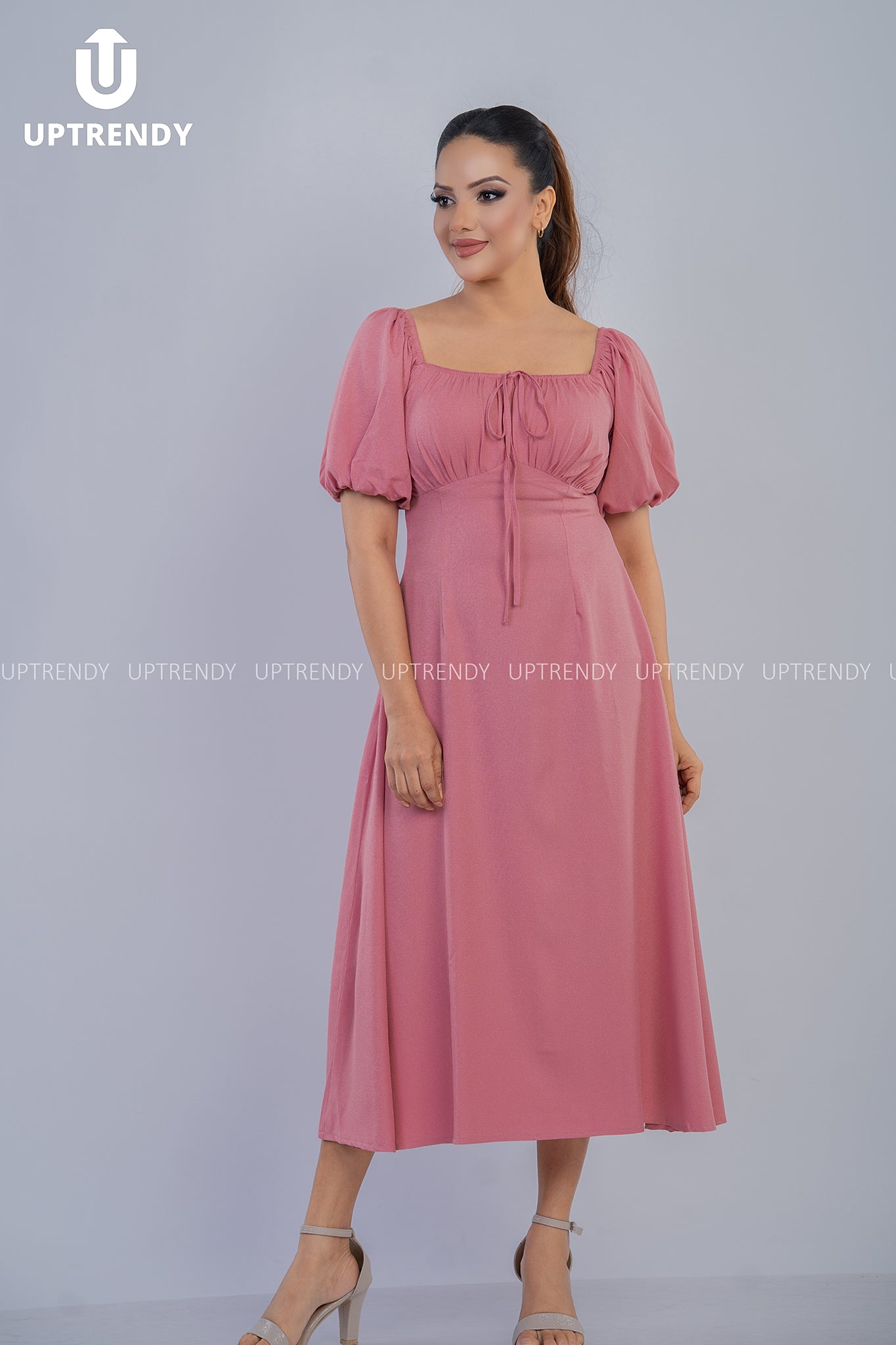 The Romantic Square Neck Puff Sleeve Midi