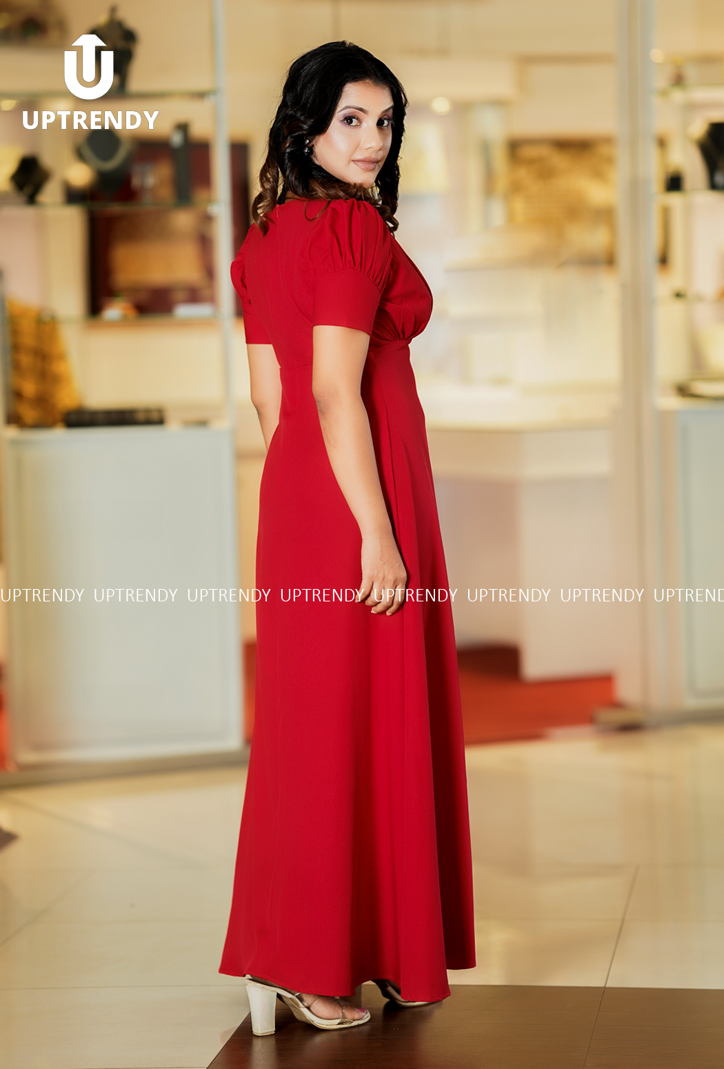The Striking Short-Sleeve Slit Maxi Dress