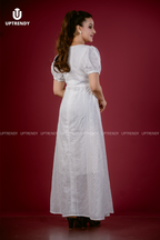 EMBROIDERED CUTWORK MAXI DRESS