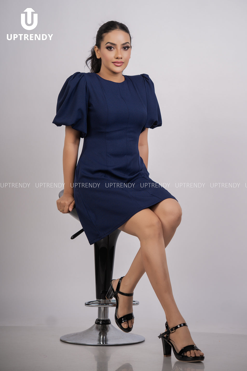 The Sophisticated Paneled Puff Sleeve Mini Outfit