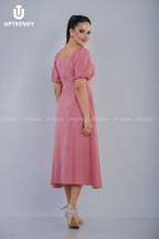 The Romantic Square Neck Puff Sleeve Midi