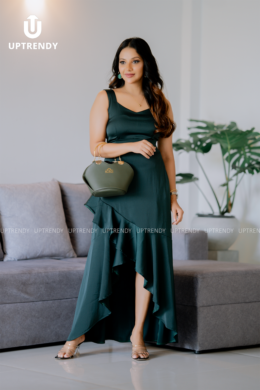 The Ruffled High-Low Hem Maxi Dress