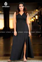 The Sleeveless V-Neck Front-Slit Maxi Dress