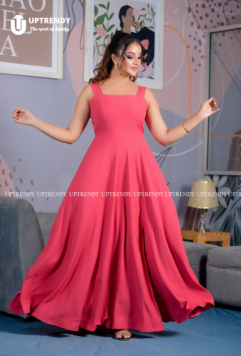 The Square-Neck Front-Slit Maxi Dress