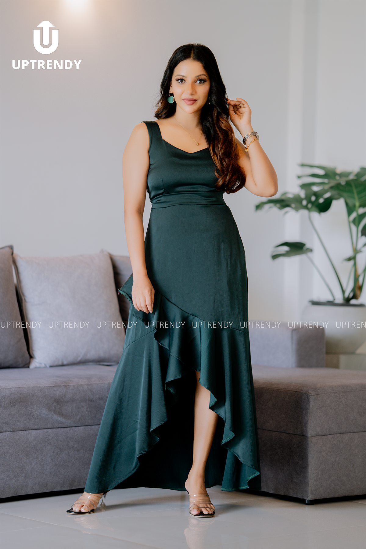 The Ruffled High-Low Hem Maxi Dress