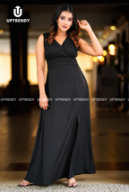 The Sleeveless V-Neck Front-Slit Maxi Dress