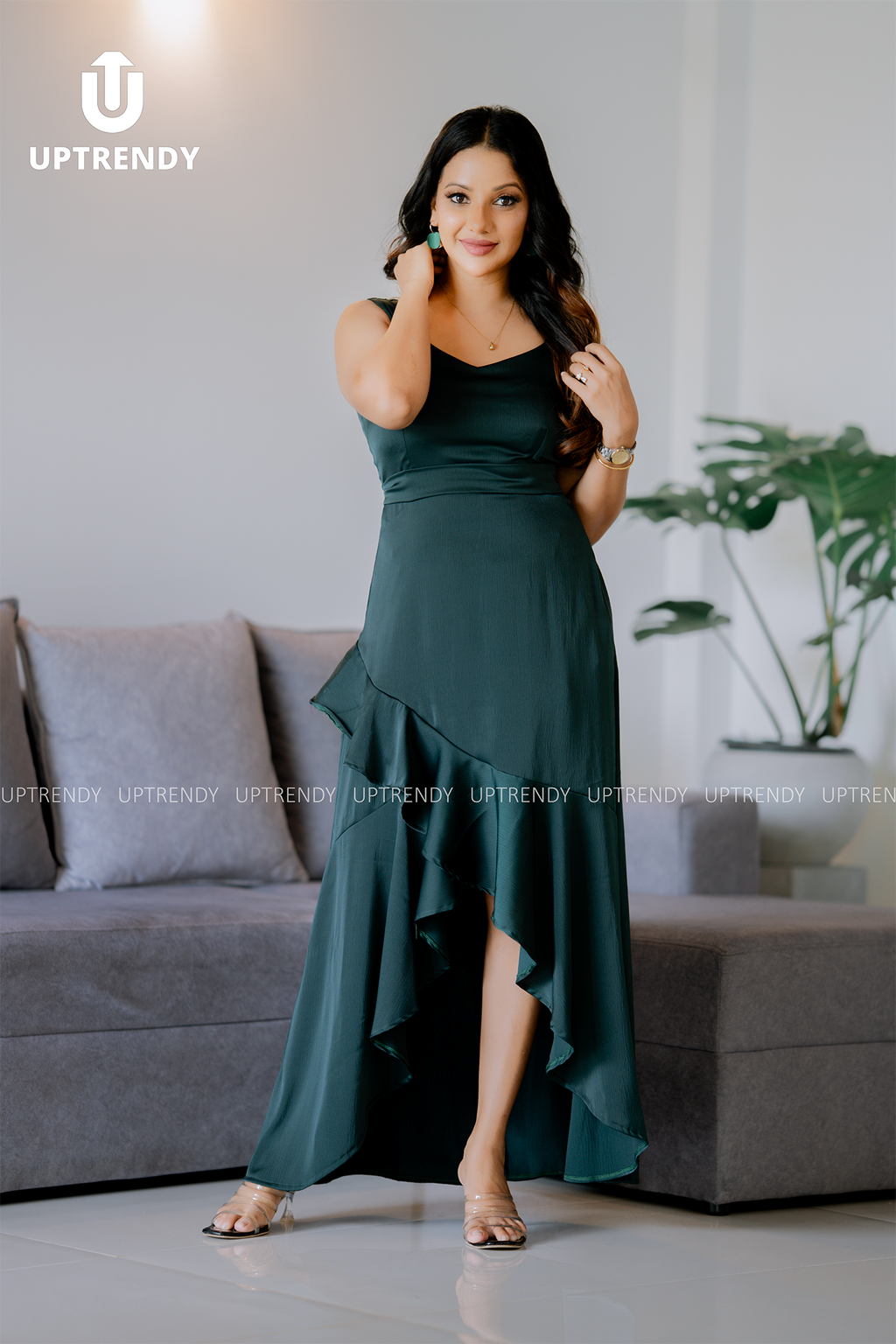 The Ruffled High-Low Hem Maxi Dress