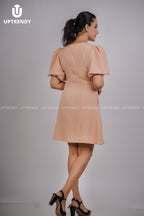 The Sophisticated Paneled Puff Sleeve Mini Outfit