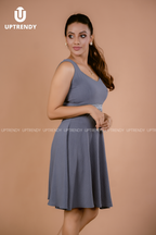 EMBROIDERED WAIST FIT & FLARE DRESS