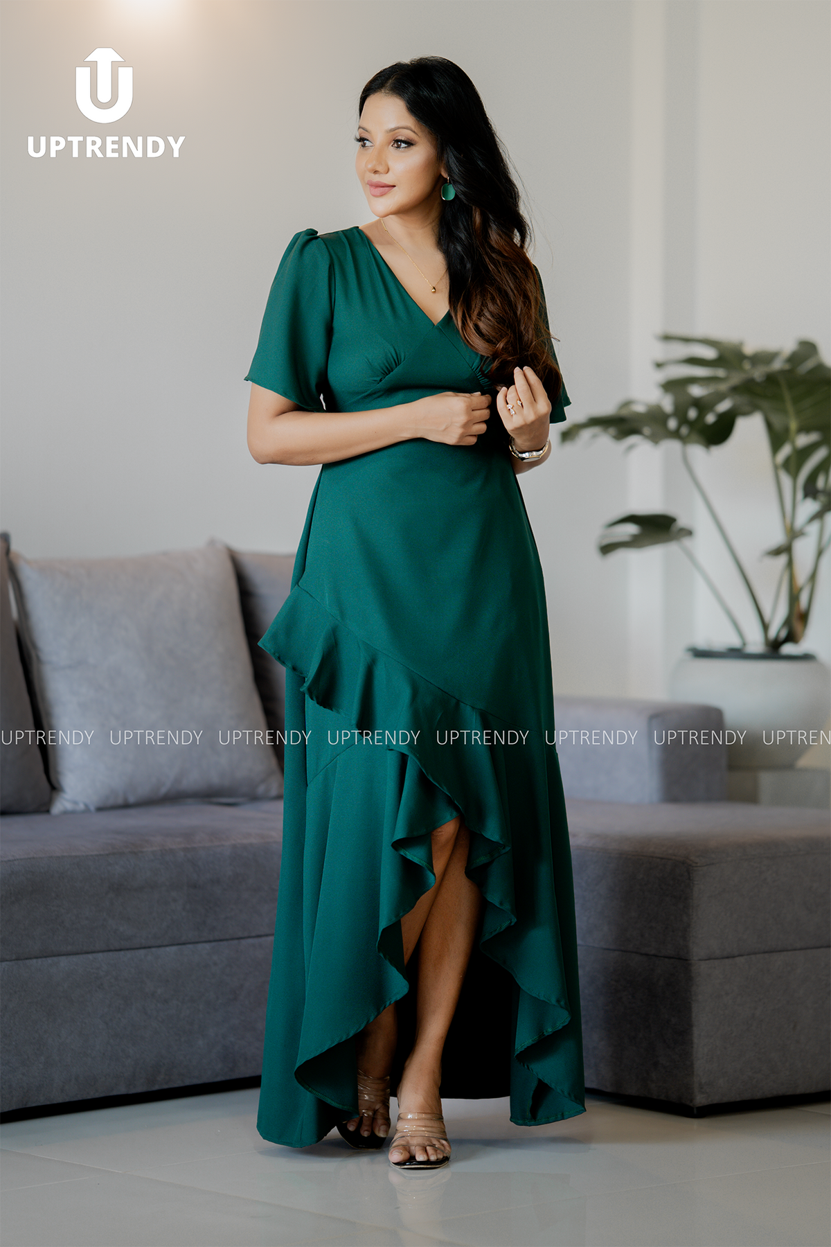 The Dramatic Ruffled High-Low Maxi Dress
