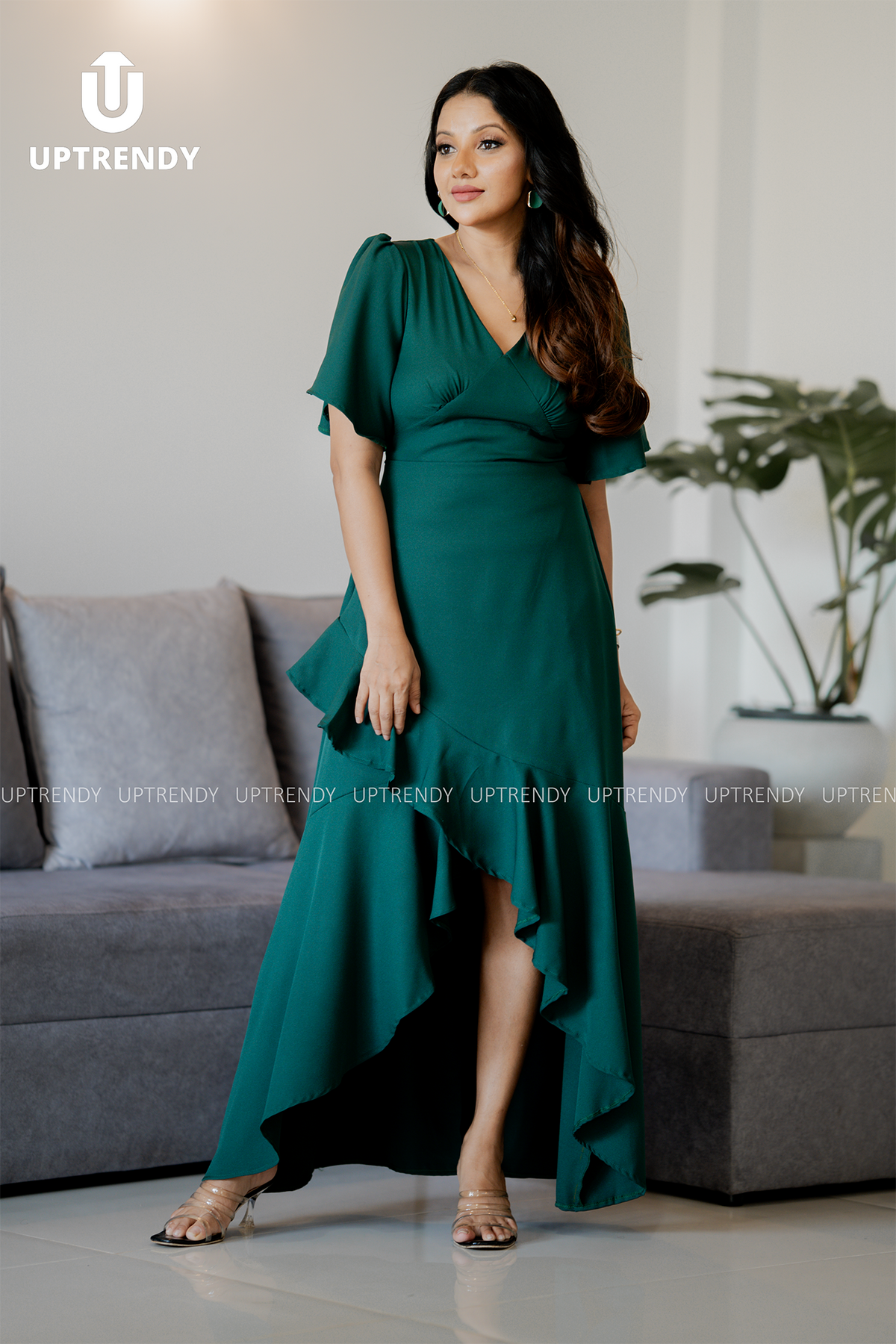 The Dramatic Ruffled High-Low Maxi Dress