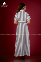 THE MONOCHROMATIC STRIPE MAXI DRESS