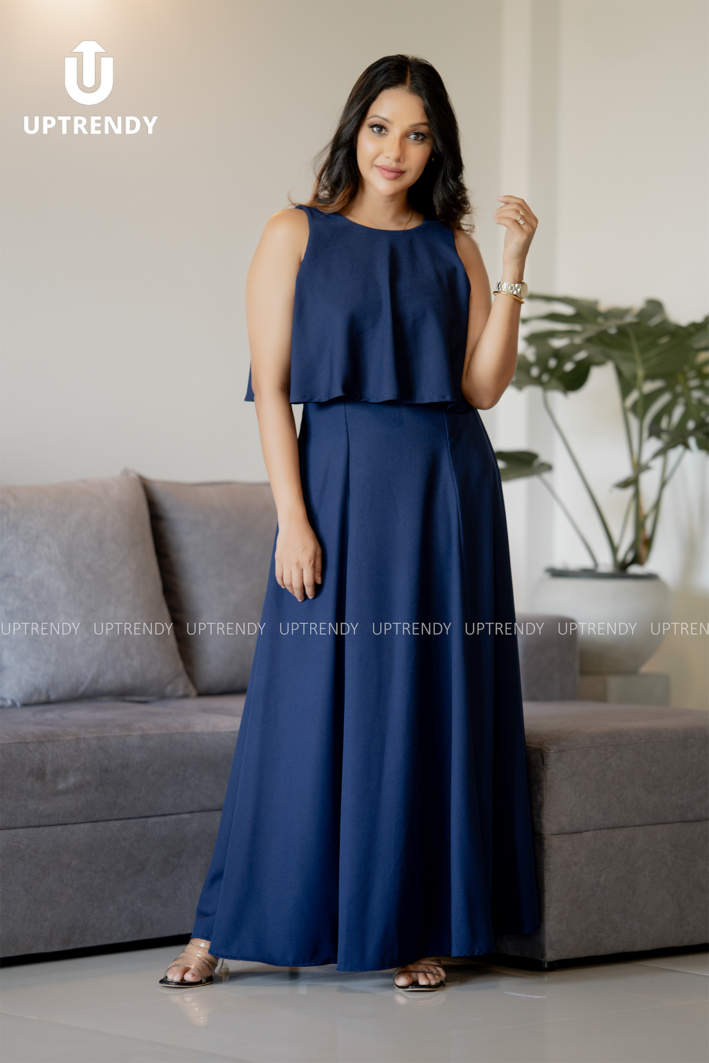 The Layered Overlay Sleeveless Maxi Dress