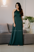 The Lace-Trim Halter Neck Maxi Dress