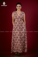 MOSAIC PATTERN POCKET MAXI DRESS