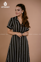 THE MONOCHROMATIC STRIPE MAXI DRESS