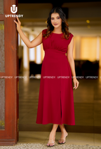 The Sleek Sleeveless Front-Slit Midi Dress