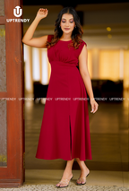 The Sleek Sleeveless Front-Slit Midi Dress