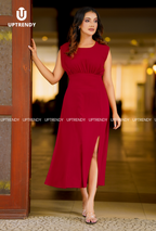 The Sleek Sleeveless Front-Slit Midi Dress