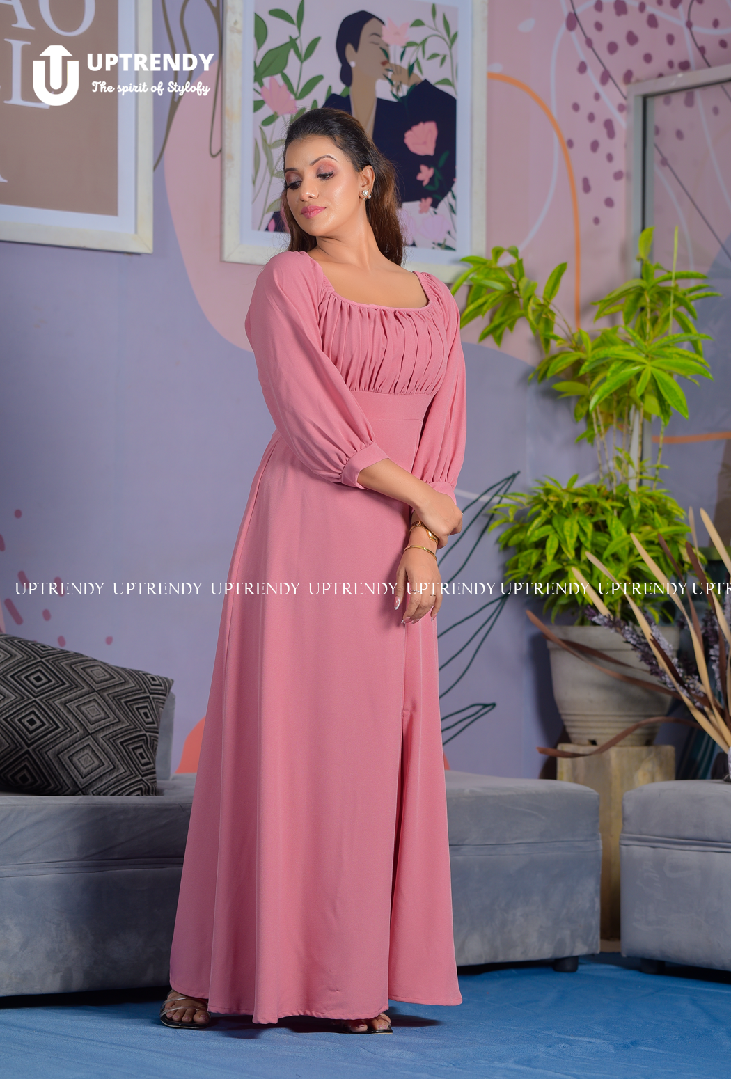 The Square-Neck Slit Maxi Dress