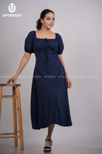 The Romantic Square Neck Puff Sleeve Midi