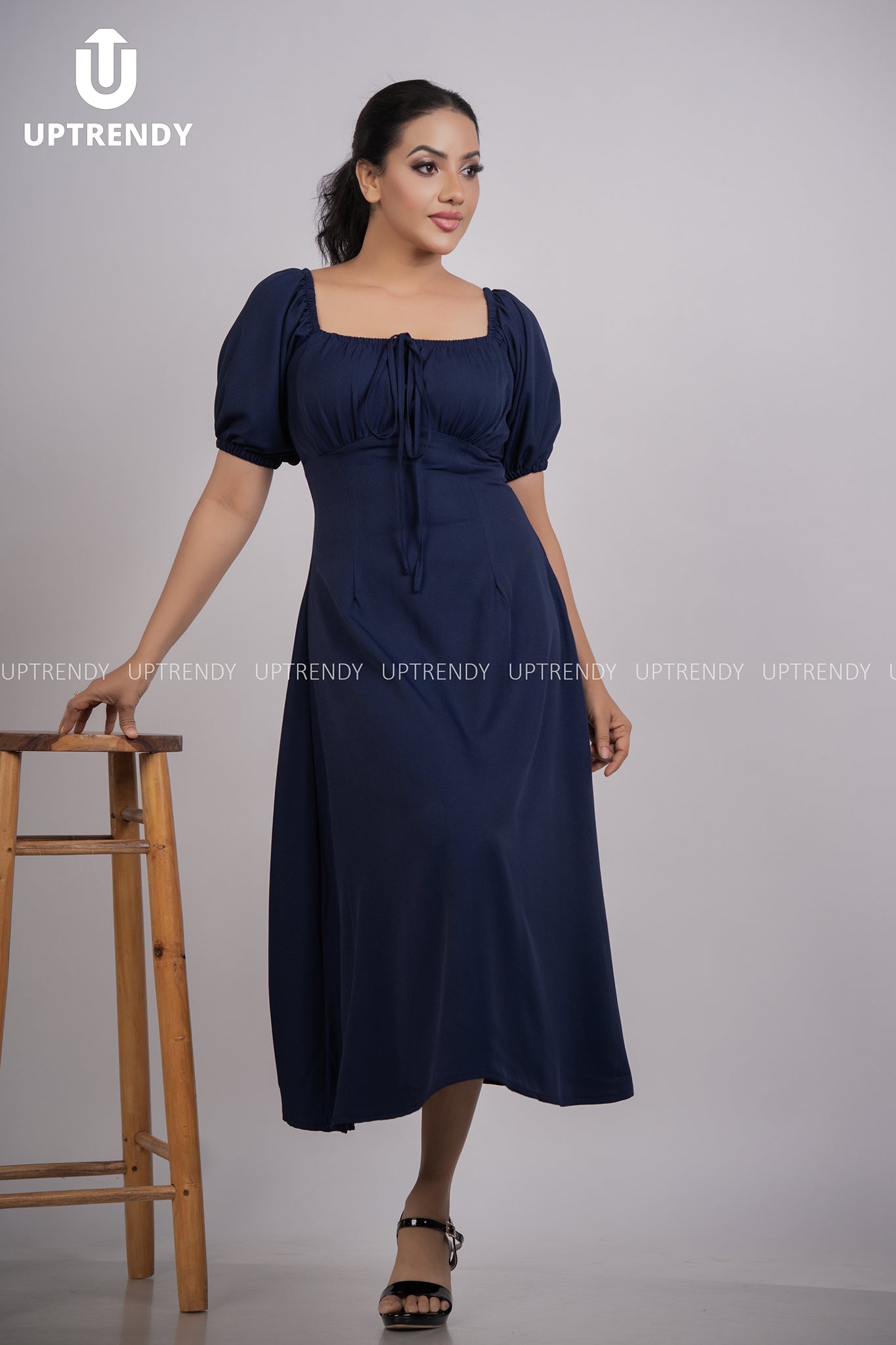 The Romantic Square Neck Puff Sleeve Midi