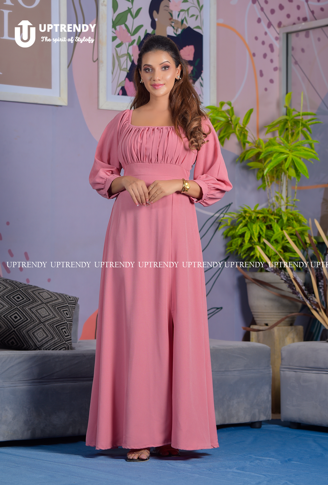The Square-Neck Slit Maxi Dress