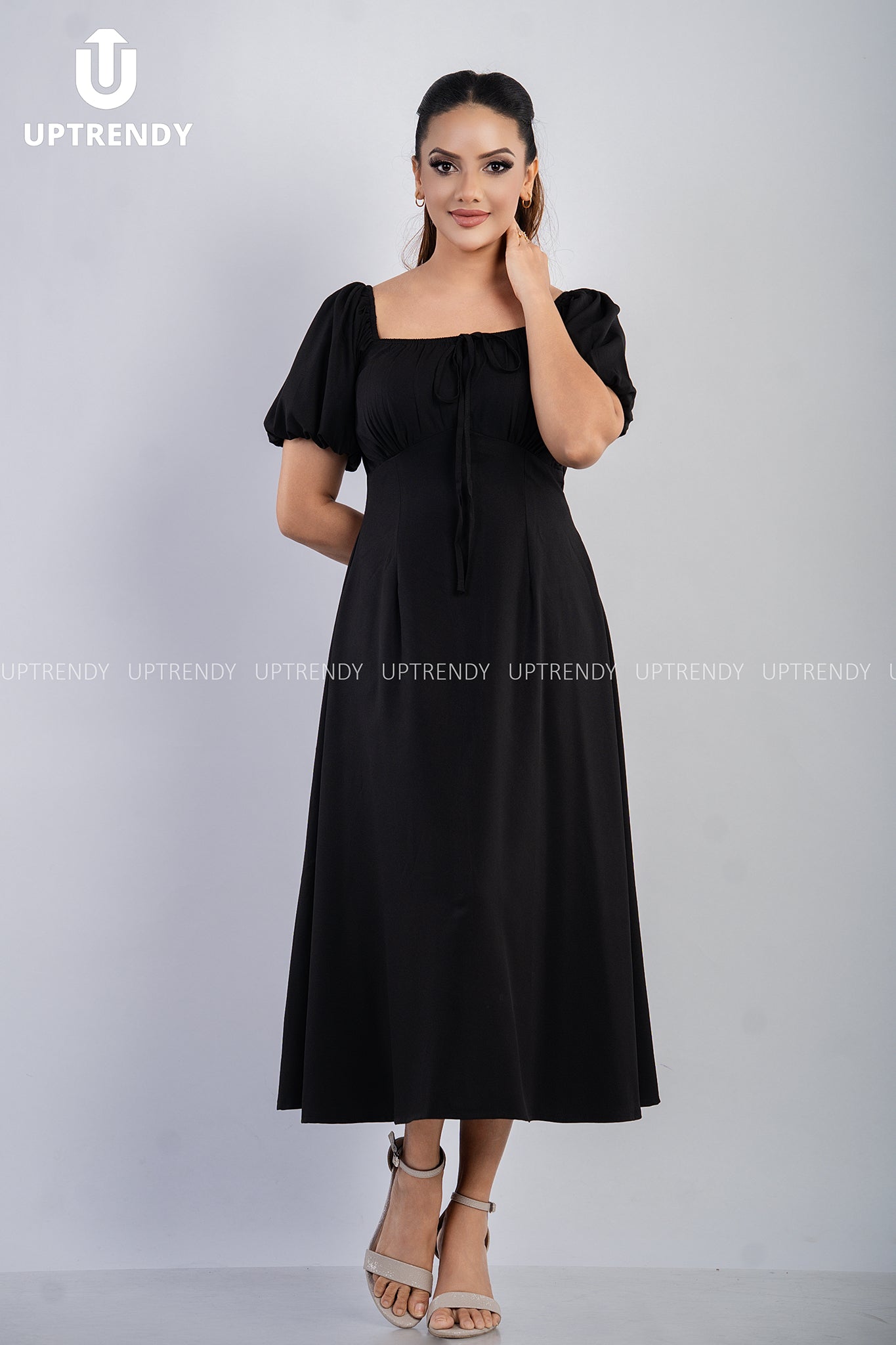 The Romantic Square Neck Puff Sleeve Midi