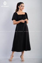The Romantic Square Neck Puff Sleeve Midi