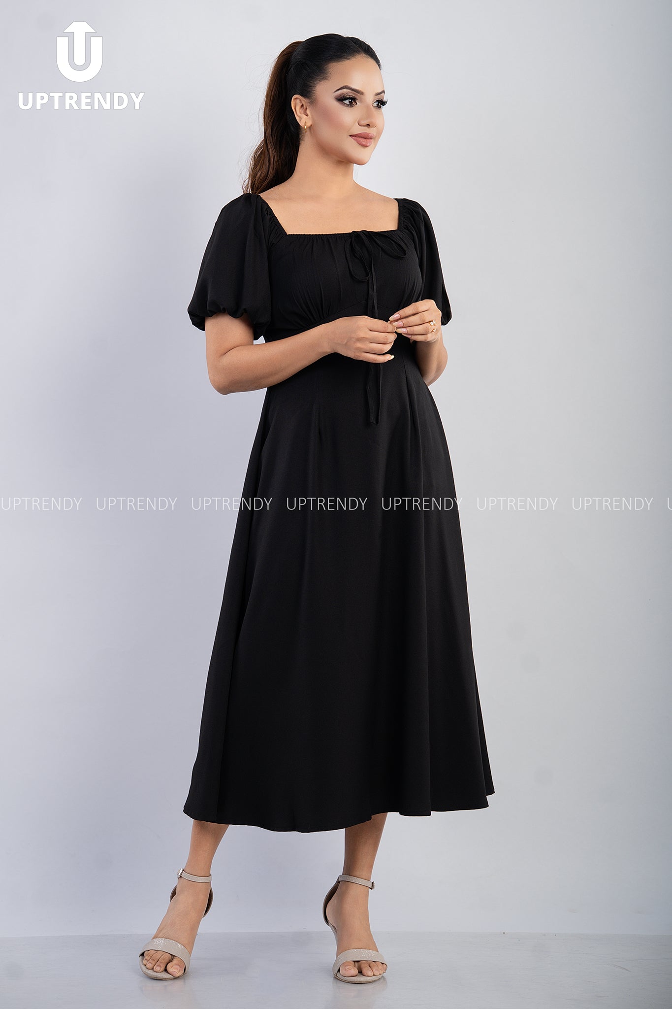 The Romantic Square Neck Puff Sleeve Midi
