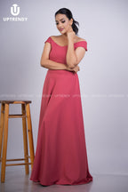 The Classic Off-Shoulder Flared Evening Maxi