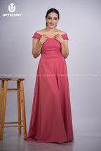 The Classic Off-Shoulder Flared Evening Maxi