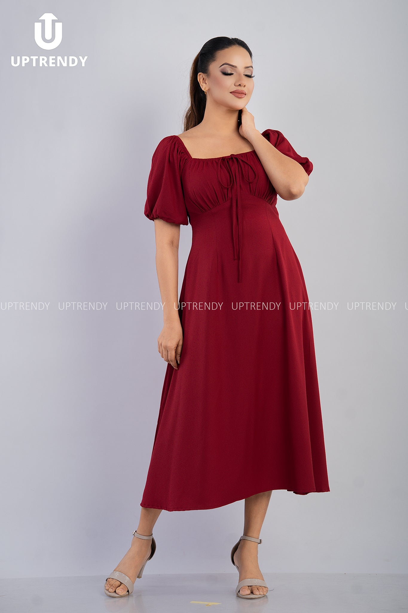 The Romantic Square Neck Puff Sleeve Midi