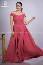 The Classic Off-Shoulder Flared Evening Maxi