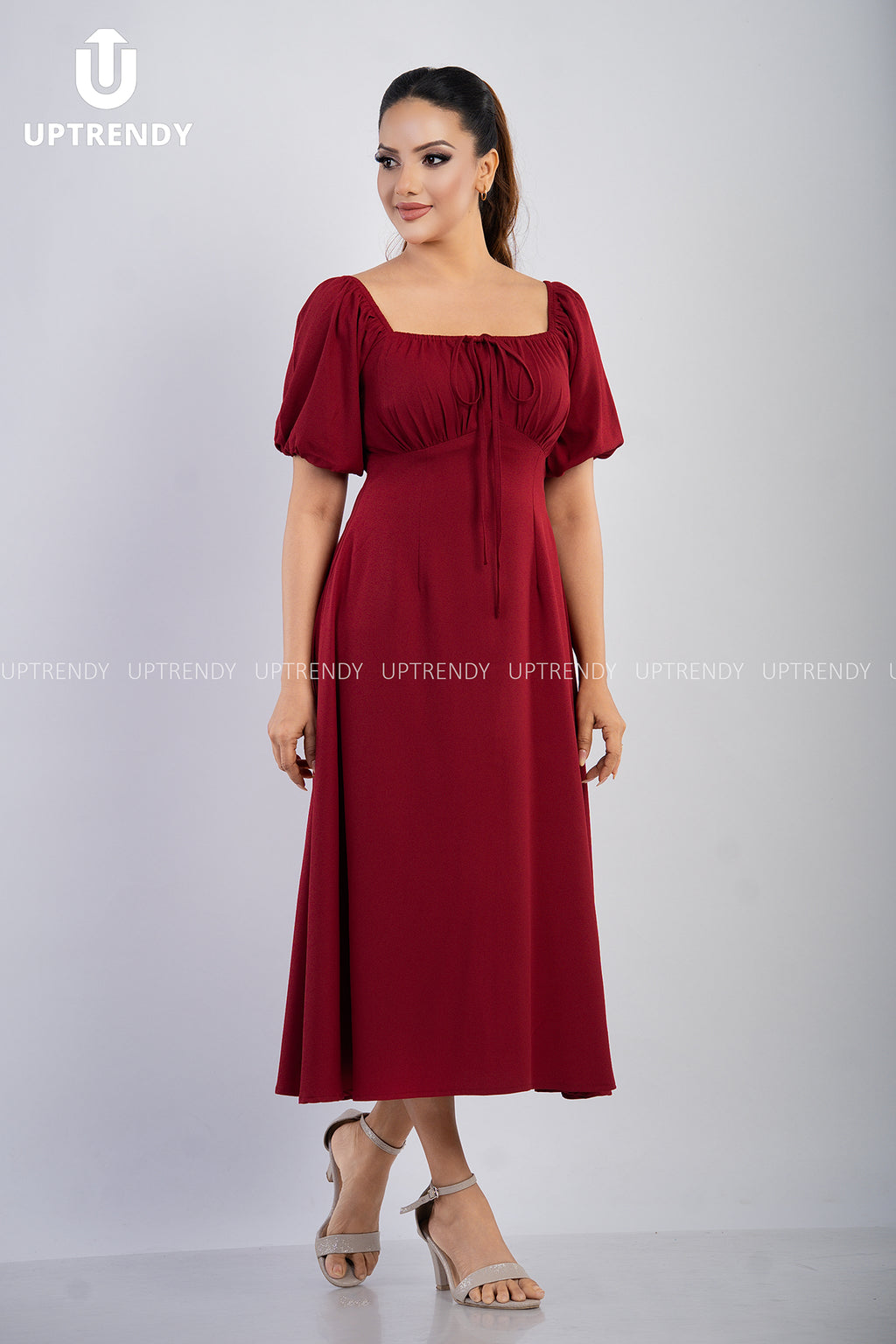 The Romantic Square Neck Puff Sleeve Midi