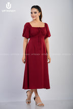 The Romantic Square Neck Puff Sleeve Midi
