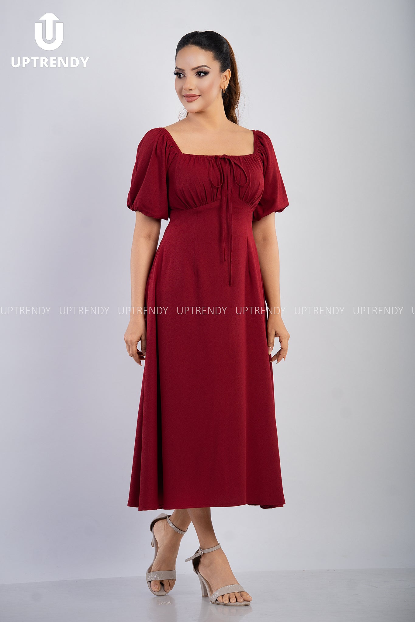 The Romantic Square Neck Puff Sleeve Midi