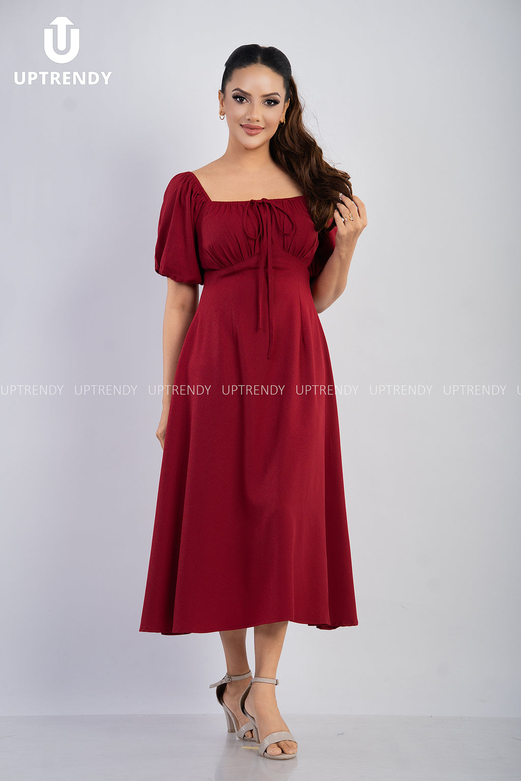 The Romantic Square Neck Puff Sleeve Midi