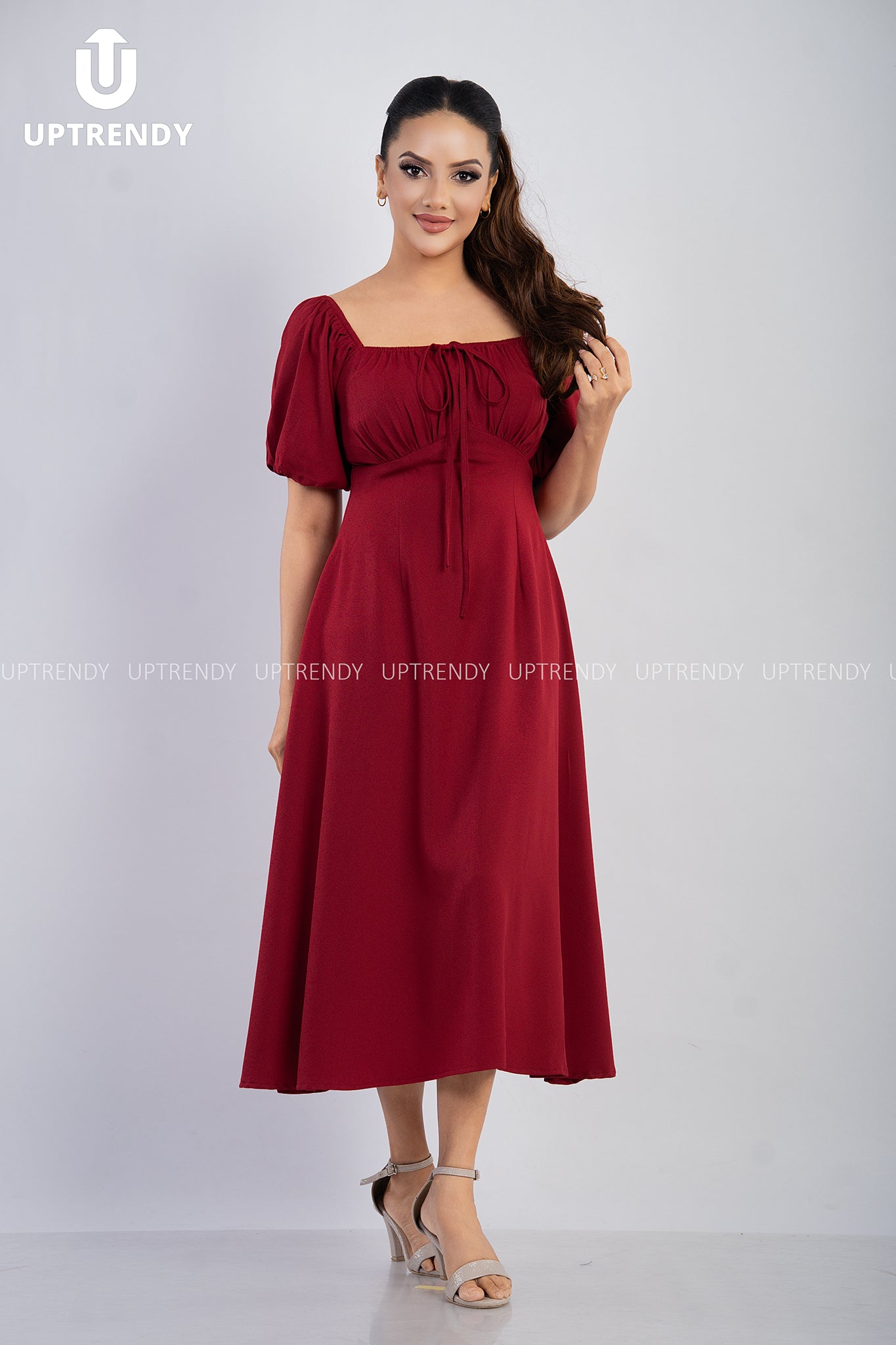 The Romantic Square Neck Puff Sleeve Midi