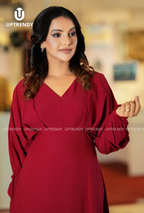 The Dramatic Slit-Sleeve V-Neck Evening Maxi