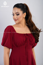 The Romantic Square Neck Puff Sleeve Midi