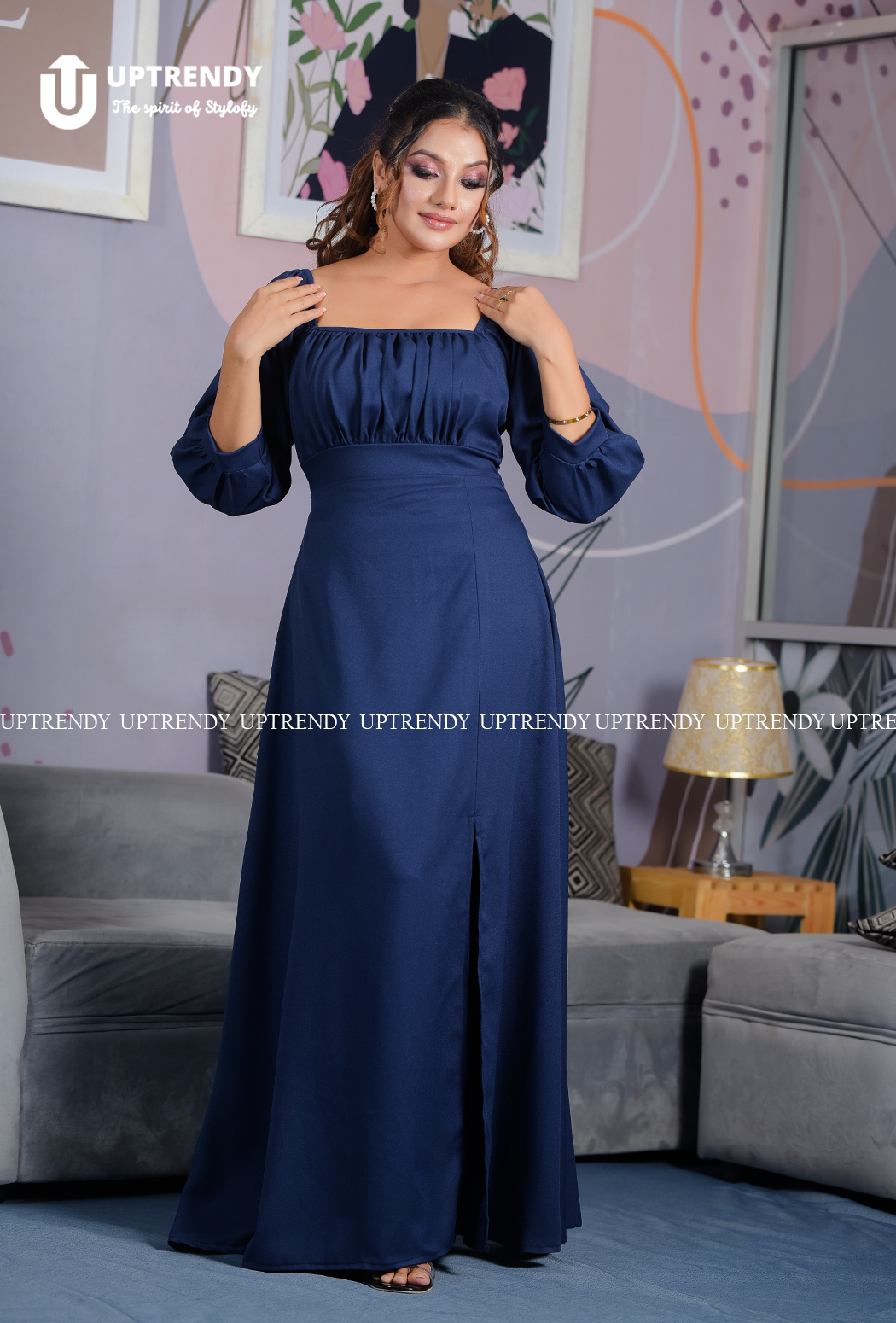 The Square-Neck Slit Maxi Dress