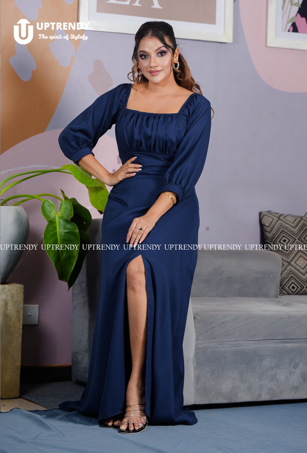 The Square-Neck Slit Maxi Dress