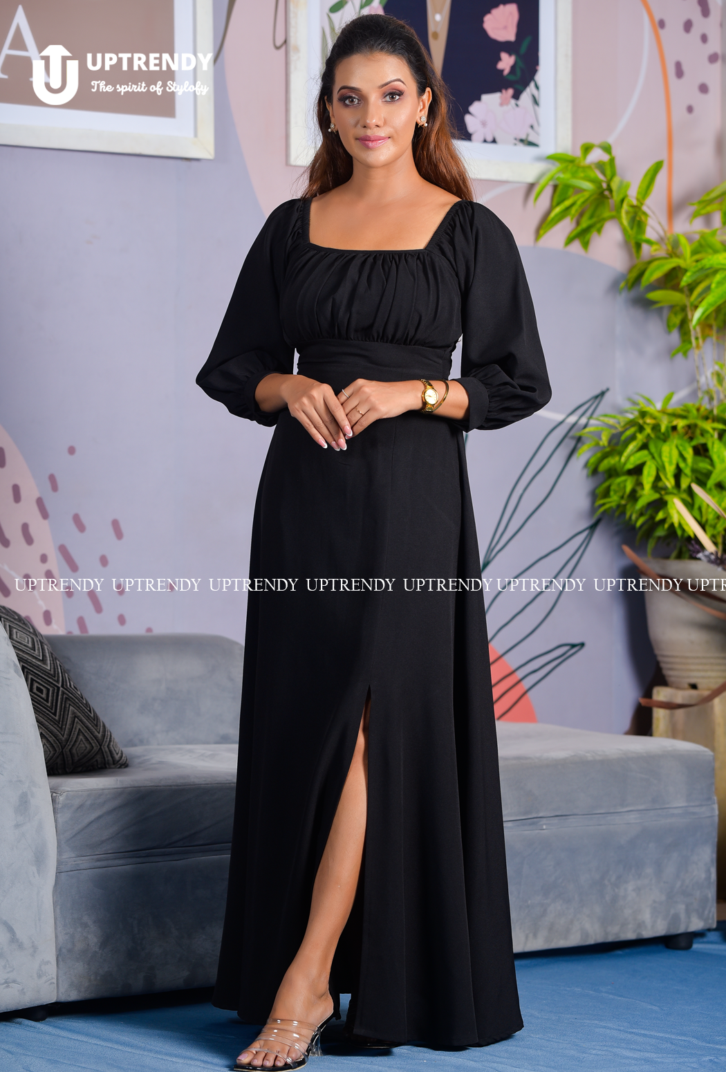 The Square-Neck Slit Maxi Dress