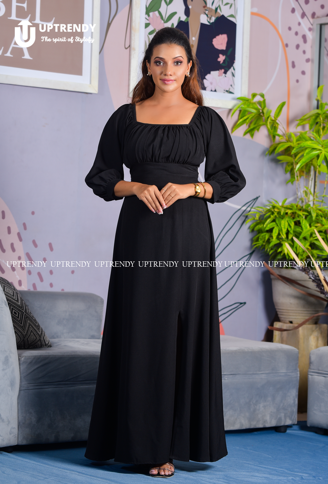 The Square-Neck Slit Maxi Dress