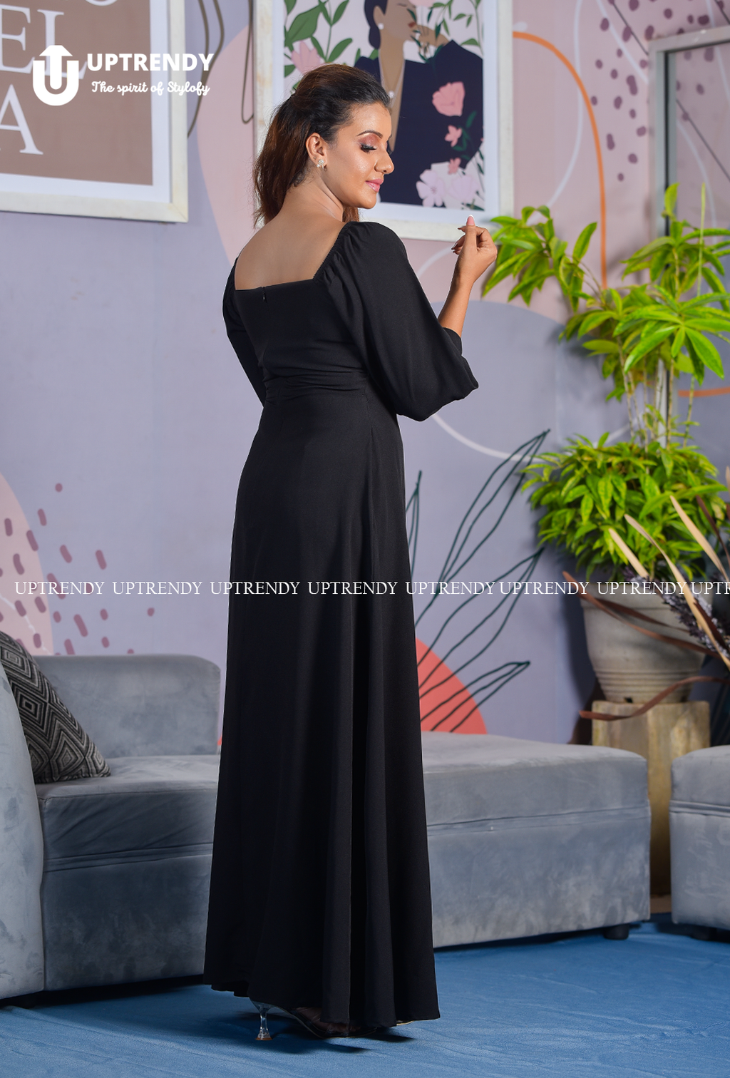 The Square-Neck Slit Maxi Dress